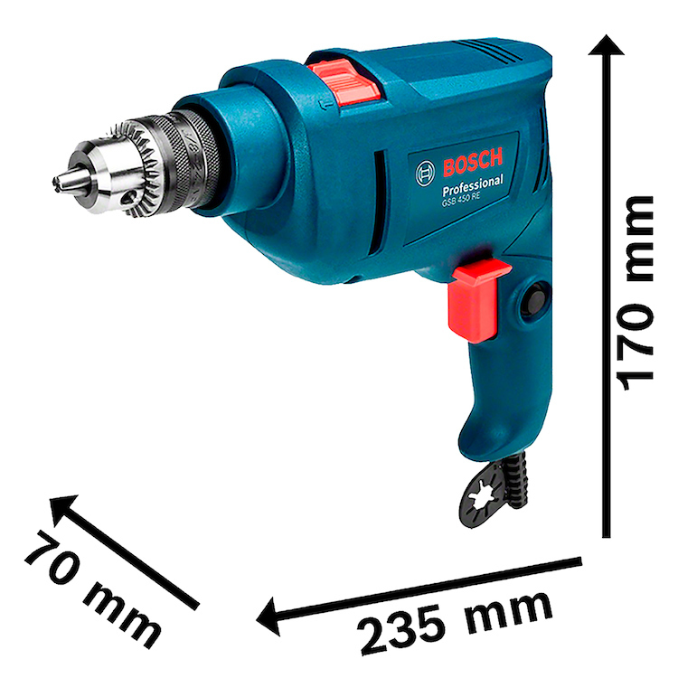 Taladro 3/8&quot; BOSCH GSB 450 RE 450 Watts + 3 BROCAS / BOSCH-7-C-4