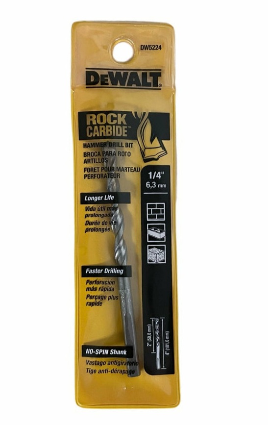 Broca Concreto DeWalt Rock CARBIDE 1/4&quot; x 4&quot; / DEWALT-Tabla-4