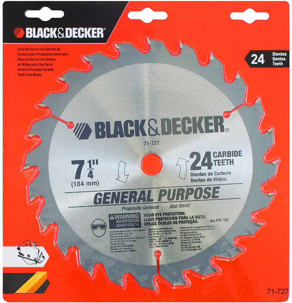 Disco Sierra Circular 7 1/4&quot; 24D BLACK DECKER / DEWALT-