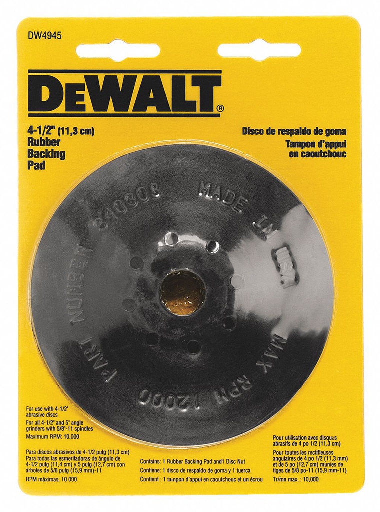 Plato de Hule 4 1/2&quot; / DEWALT-Tabla-1