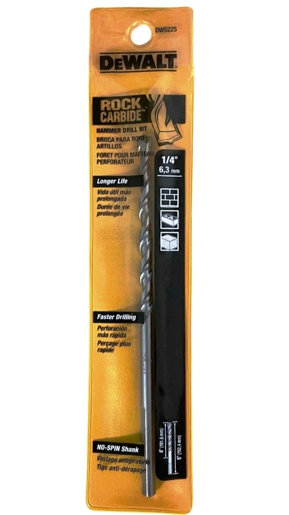 Broca Concreto DeWalt Rock CARBIDE 1/4" x 6" / DEWALT-Tabla-4