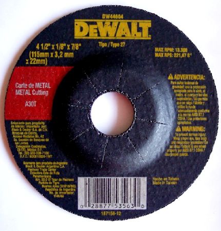 Disco abrasivo 4 1/2&quot; Corte metal DEWALT / DEWALT-2-D-3