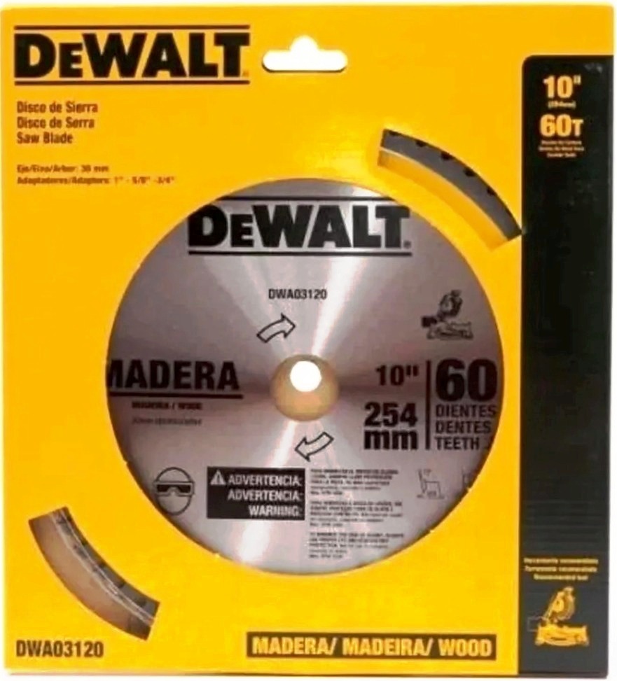 Disco Sierra Circular 10" DEWALT 60 Dientes / Eje 5/8 / 3/4 / DEWALT-2-Tabla-6