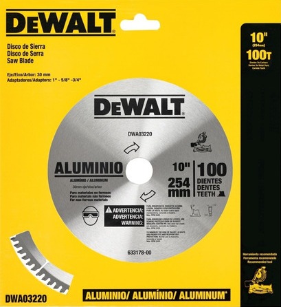 Disco Sierra Circular 10" DEWALT 100 Dientes Aluminio / Eje 5/8 / 3/4 / DEWALT-2-Tabla-6