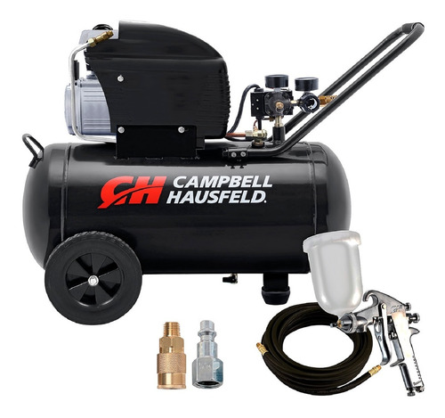 Compresor 2 HP 13 Gal CAMPBELL HAUSFELD 125 PSI / NEGRO / PISTOLA / MANGUERA / BOSCH-