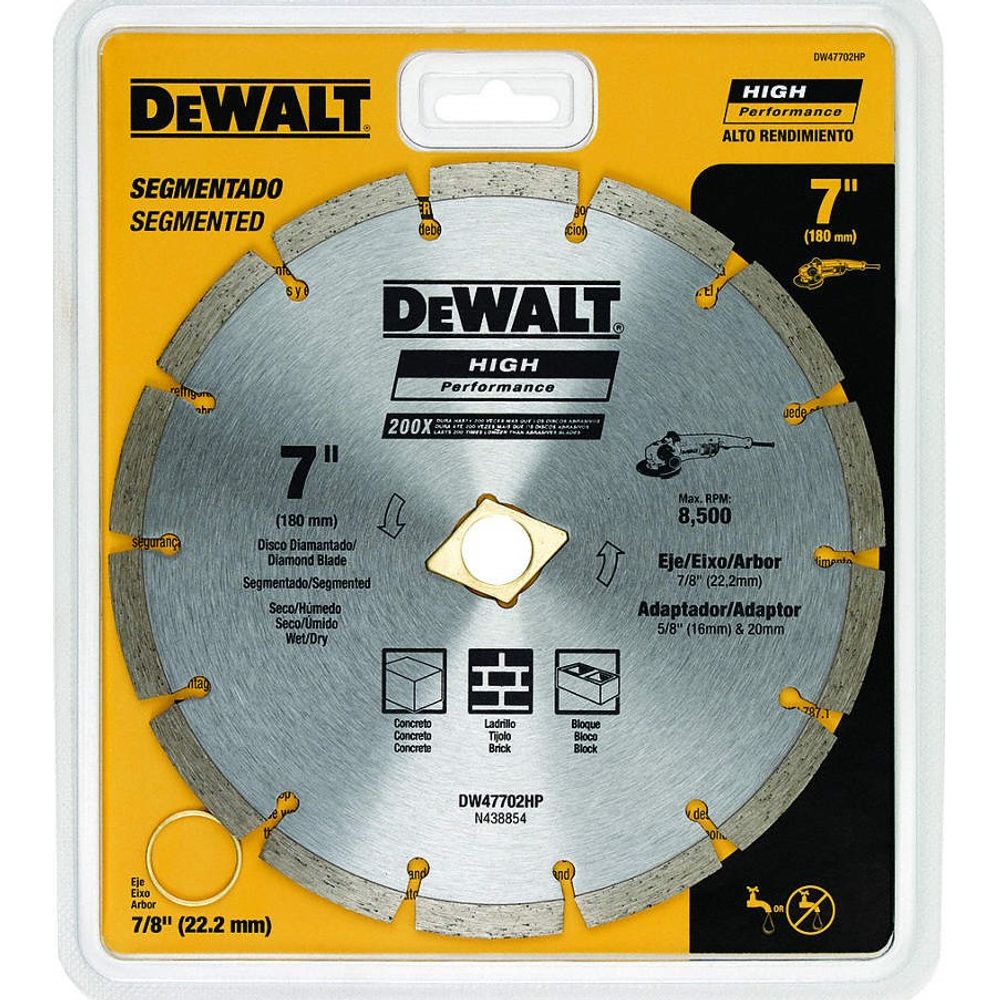 Disco de diamante 7" DEWALT Materiales de Contruccion / DEWALT-Tabla-1