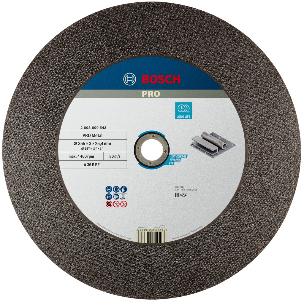 Disco abrasivo 14" corte metal 2M / EXPERT / 14" X 1/8" X 1" ( 355 X 3.0 X 25.4 MM )/ BOSCH-