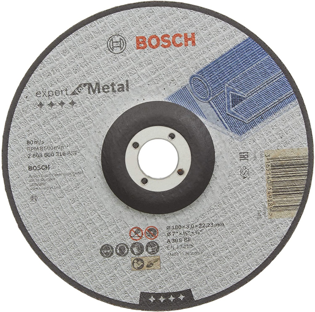 Disco abrasivo 7&quot; Corte metal / Concavo / EXPERT / 7&quot; X 1/8&quot; X 7/8&quot; ( 180 X 3.0 X 22.23MM ) / BOSCH-