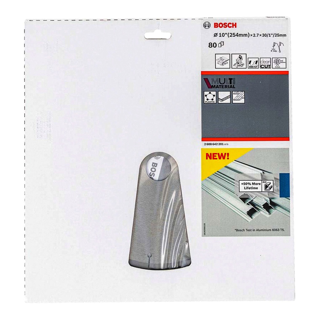 Disco Sierra Circular 10" 80 Dientes MULTI / Aluminio / Eje 30 mm / BOSCH-TABLA 8