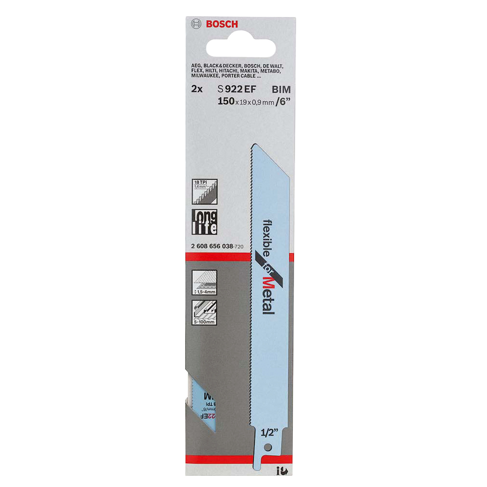 Sierra / 'Cuchilla Sable BOSCH 6" S922 EF / Metal / 2 Unid / BOSCH-