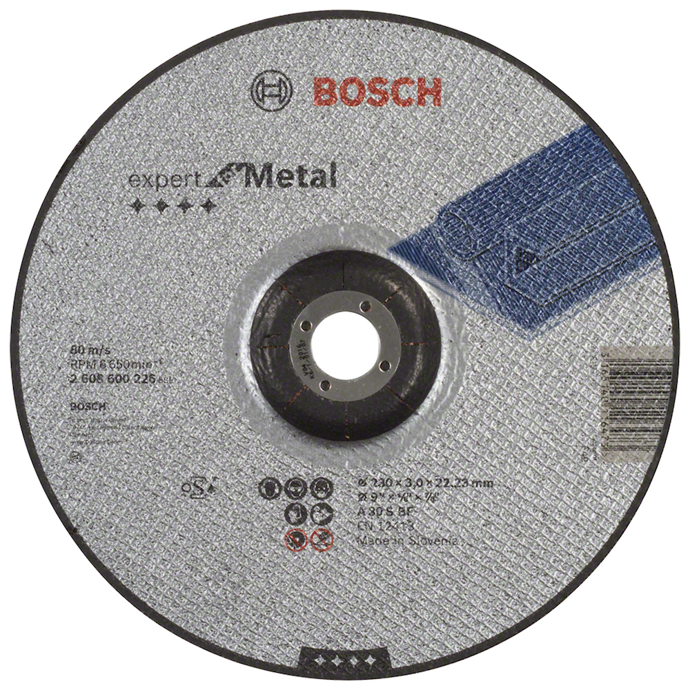 Disco abrasivo 9&quot; Corte metal Concavo / EXPERT / 9&quot; X 1/8&quot; X 7/8&quot; (230 X 3 X 22.23MM) / BOSCH-