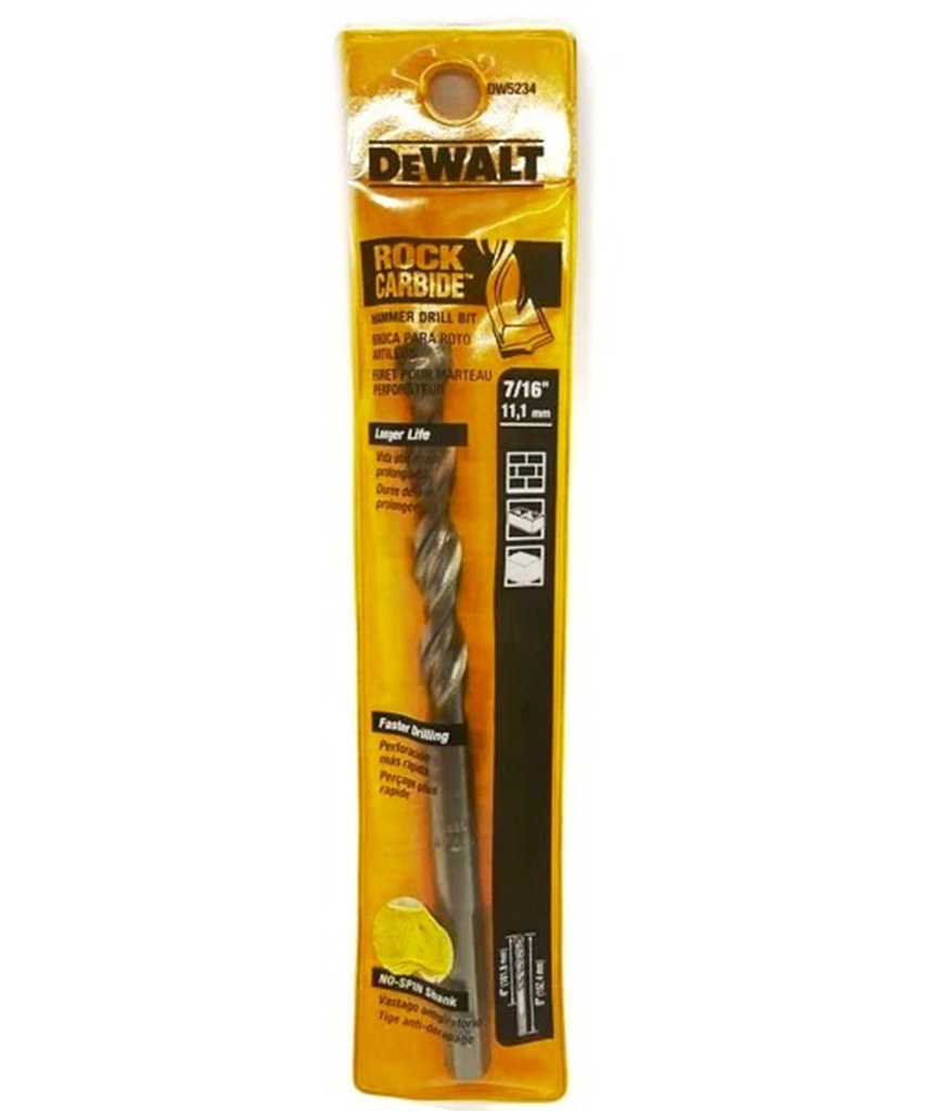 Broca Concreto DeWalt Rock CARBIDE 7/16&quot; x 6&quot; / DEWALT-Tabla-4