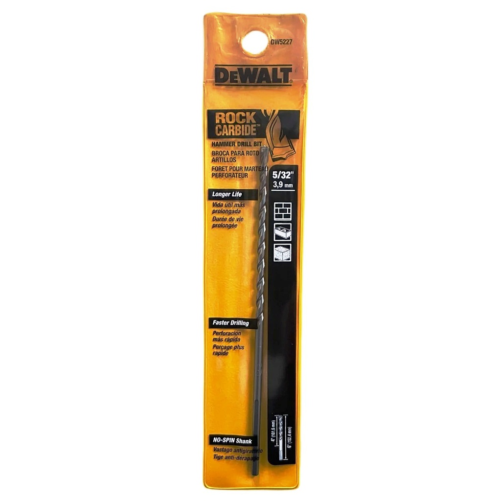 Broca Concreto DeWalt Rock CARBIDE 5/32" x 6" / DEWALT-Tabla-4