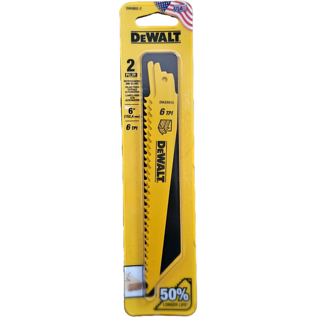 Sierra / 'Cuchilla Sable 6&quot; DW4802-2 / MADERA 6&quot; Largo / 6 Dientes / 2 Unidades / DEWALT-Tabla-4