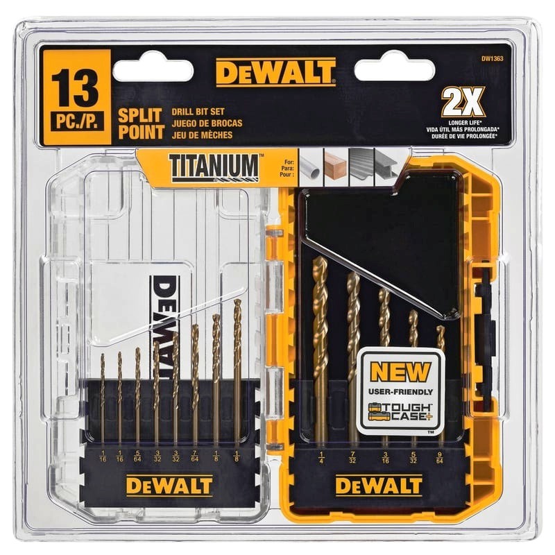 Kit de Brocas 13 Piezas / TITANIUM 1/16 a 1/4  / DEWALT-