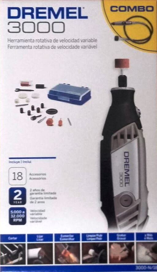 Moto Tool Dremel 3000 18 Accesorios / EJE FLEXIBLE / BOSCH-8-C-2-E