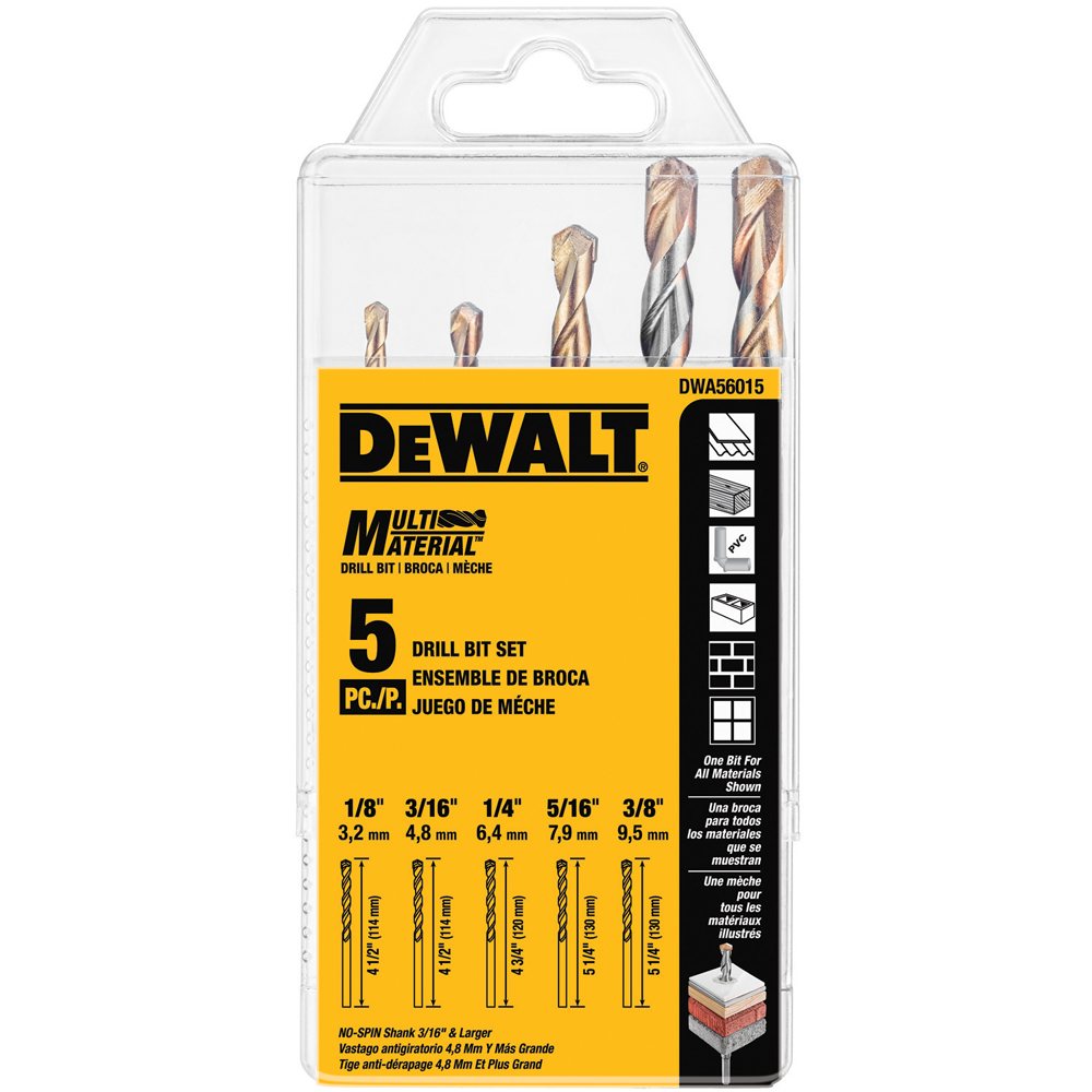 Broca Concreto 3/8&quot; / 5/16&quot; /  1/4&quot; / 3/16&quot; / 1/8&quot;  MULTIMATERIALES / DEWALT-