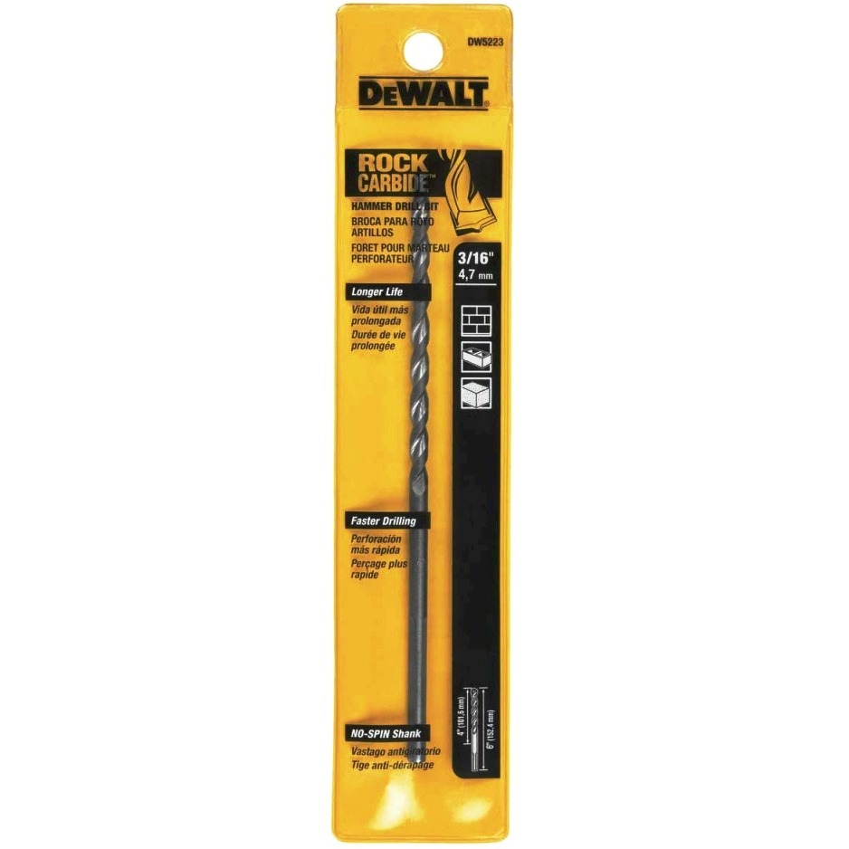 Broca Concreto DeWalt Rock CARBIDE 3/16" x 6" / DEWALT-Tabla-4