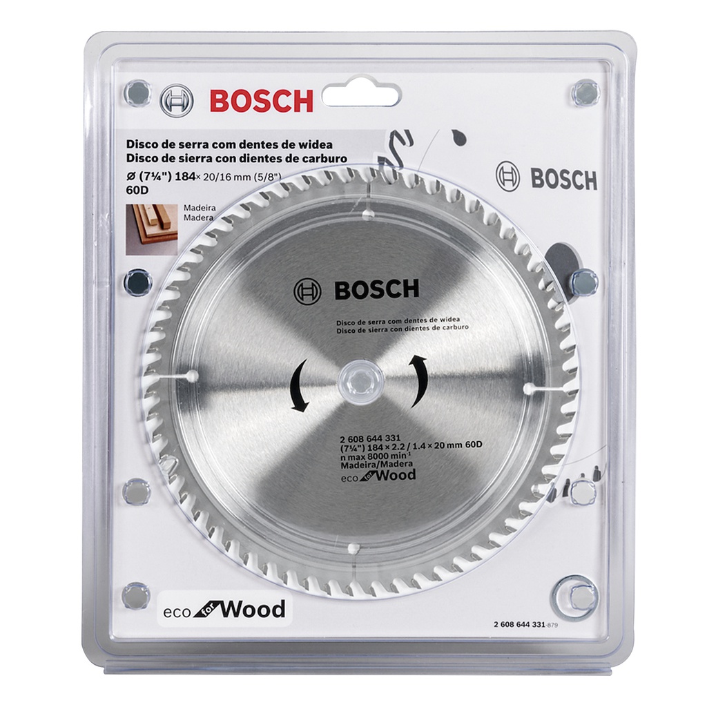 Disco Sierra Circular 7 1/4&quot; 60D BOSCH / ECO / MADERA / BOSCH-TABLA-ACC