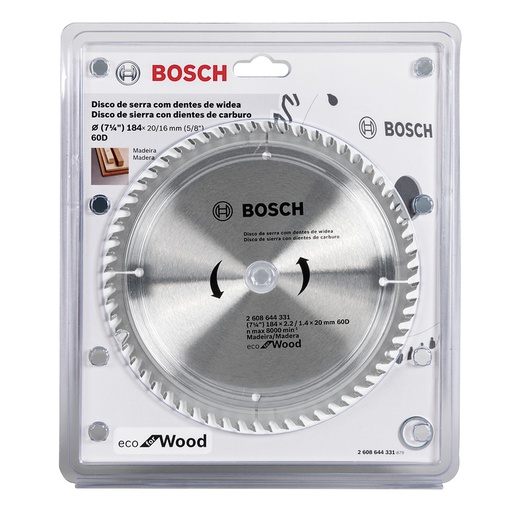 [2608644331] Disco Sierra Circular 7 1/4&quot; 60D BOSCH / ECO / MADERA / BOSCH-TABLA-ACC