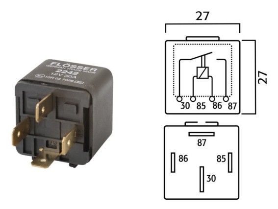 Relay FLOSER 12V / 30 Amp 4 Terminales / BOSCH-4-C-2-C