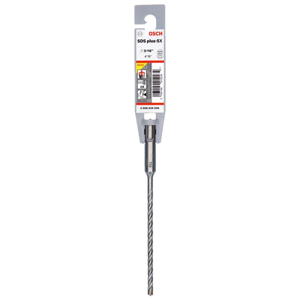 Broca SDS Plus 3/16&quot; X 6&quot; BOSCH / 4 LADOS / 5X / BOSCH-TABLA-8