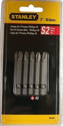 Punta No 2 Philips de 2&quot; STANELY / 5 UNIDADES / DEWALT-