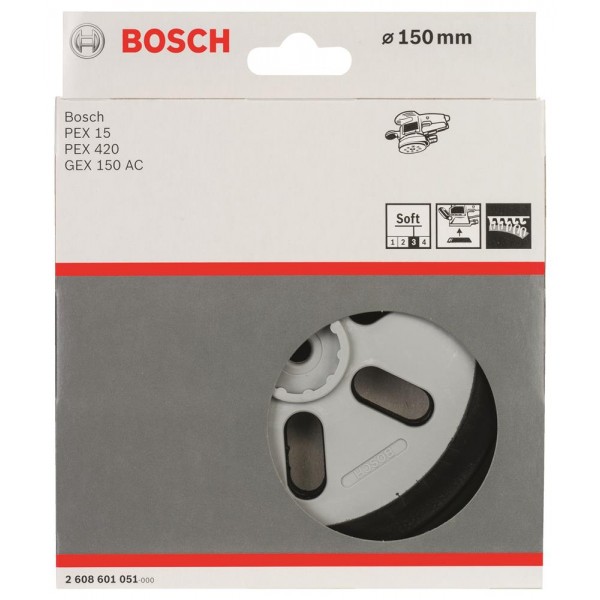 Plato Lijadora GEX 125-150 AVE BOSCH / 6&quot; Velcro 6 Hoyos / SUAVE / BOSCH- Tabla-5