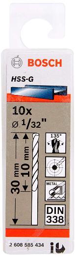 Broca Metal Madera HSS BOSCH 1/32&quot; / BOSCH-
