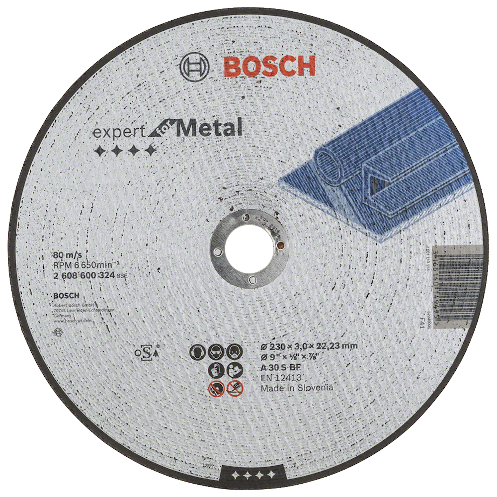 Disco abrasivo 9&quot; Corte metal Plano / EXPERT / 9&quot; X 1/8&quot; X 7/8&quot; (230 X 3 X 22.23MM) / BOSCH-7-B-3