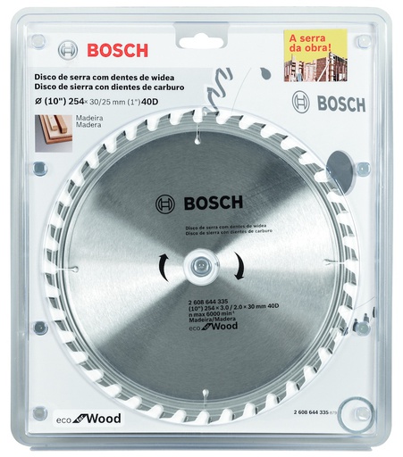 [2608644335] Disco Sierra Circular 10&quot; 40 Dientes BOSCH / ECO / MADERA / BOSCH-TABLA-ACC