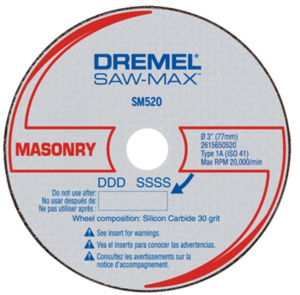 Rueda Dremel SM520 / CORTE CONCRETO ABRASIVO 3U / BOSCH-DREMEL-TABLA 2