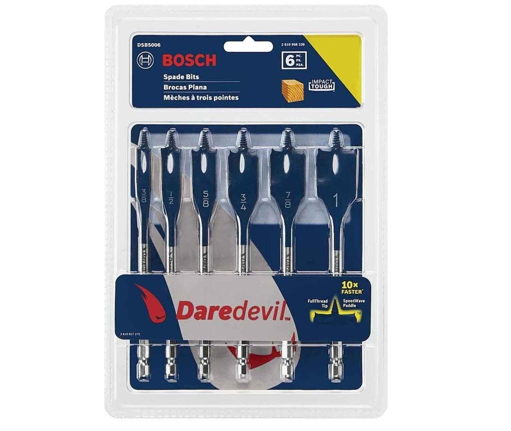 Broca Paleta KIT 3/8, 1/2, 5/8, 3/4, 7/8, 1 BOSCH / BOSCH-2-C-3-D