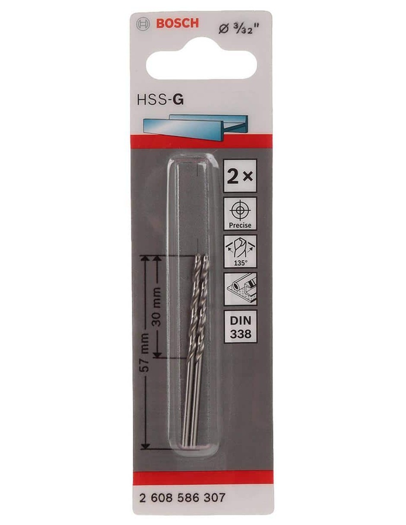 Broca Metal Madera HSS BOSCH 3/32"  BLISTER / BOSCH-TABLA-5