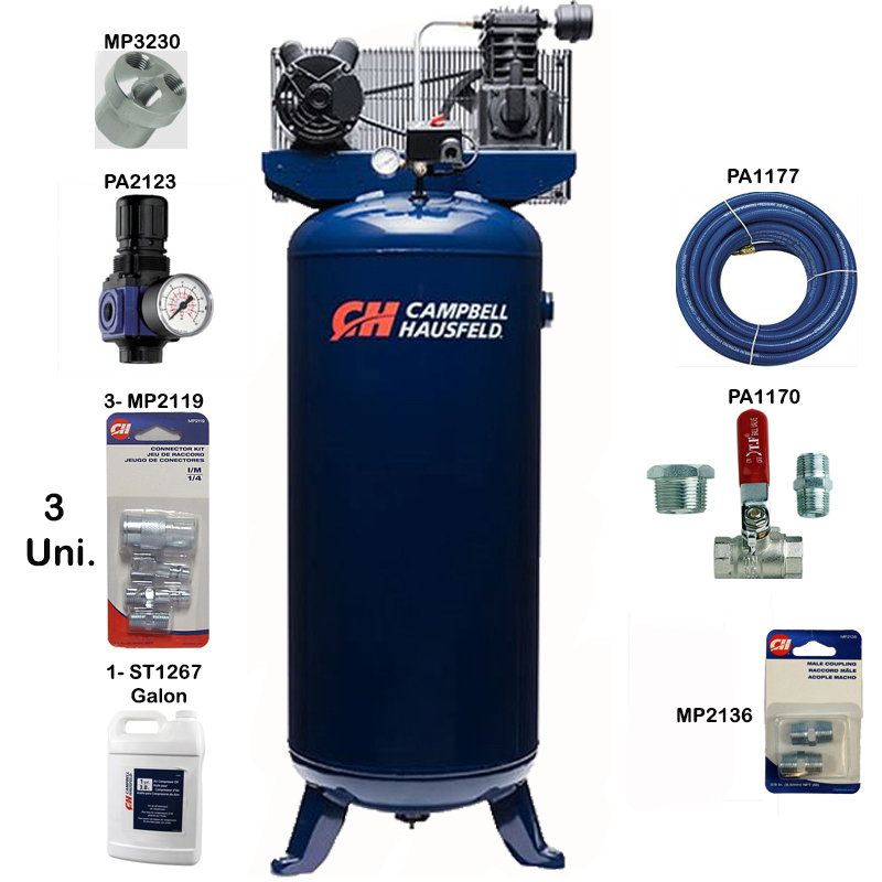 Compresor 3.7 HP 60 Gal CAMPBELL HAUSFELD / AZUL / COMBO