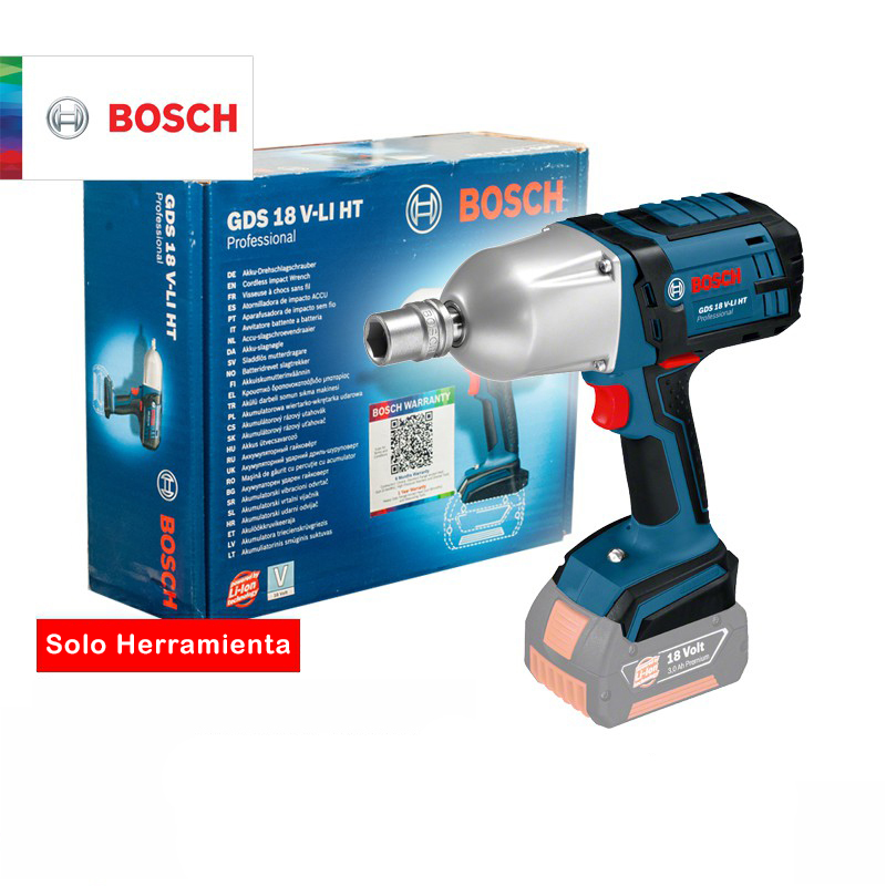 Pistola de Impacto 1/2&quot; GDS 18 V-LI HT 18 V / 650 NM / CAJA CARTON / BARETOOL / BOSCH-