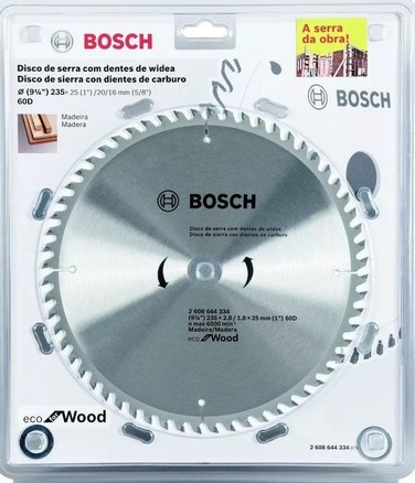 Disco Sierra Circular 9 1/4 &quot; 60 Dientes BOSCH / ECO / MADERA / BOSCH-TABLA-ACC