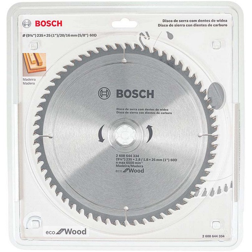 [2608644334] Disco Sierra Circular 9 1/4 " 60 Dientes BOSCH / ECO / MADERA / BOSCH-TABLA-ACC