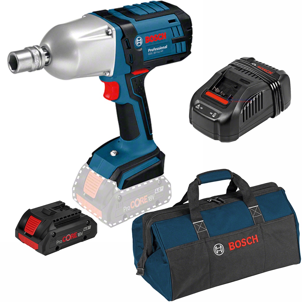 Pistola de Impacto 1/2&quot; GDS 18 V-LI HT 18 V / 650 NM / 1- Bateria 4 amp PROCORE / Maleta Lona / BOSCH