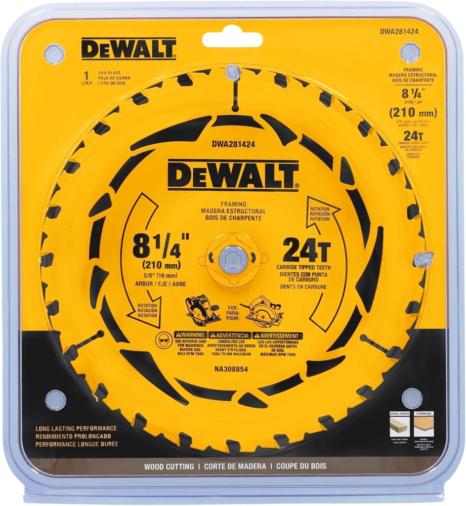 Disco Sierra Circular 8 1/4&quot; 24D Corte Fino / DEWALT-Tabla-1