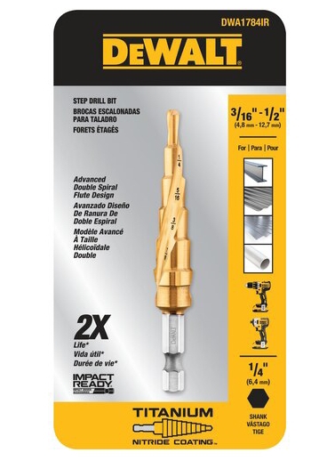 Broca Escalonada 3/16 - 1/2" Hex 1/4" / DEWALT-Tabla-3