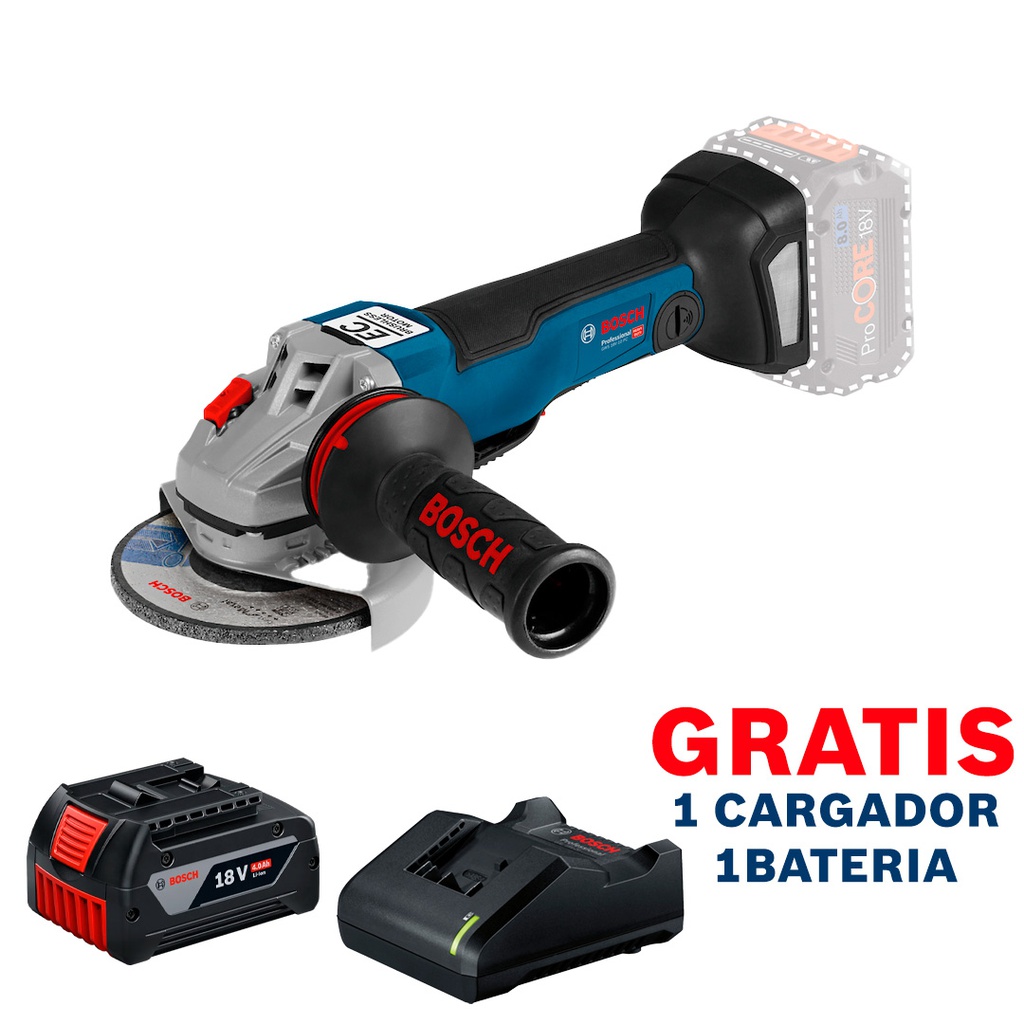 Amoladora 5&quot; GWS 18V-10 PC / BARETOOL / GRATIS 1-BATERIA + 1-CARGADOR / BOSCH-5-E-1