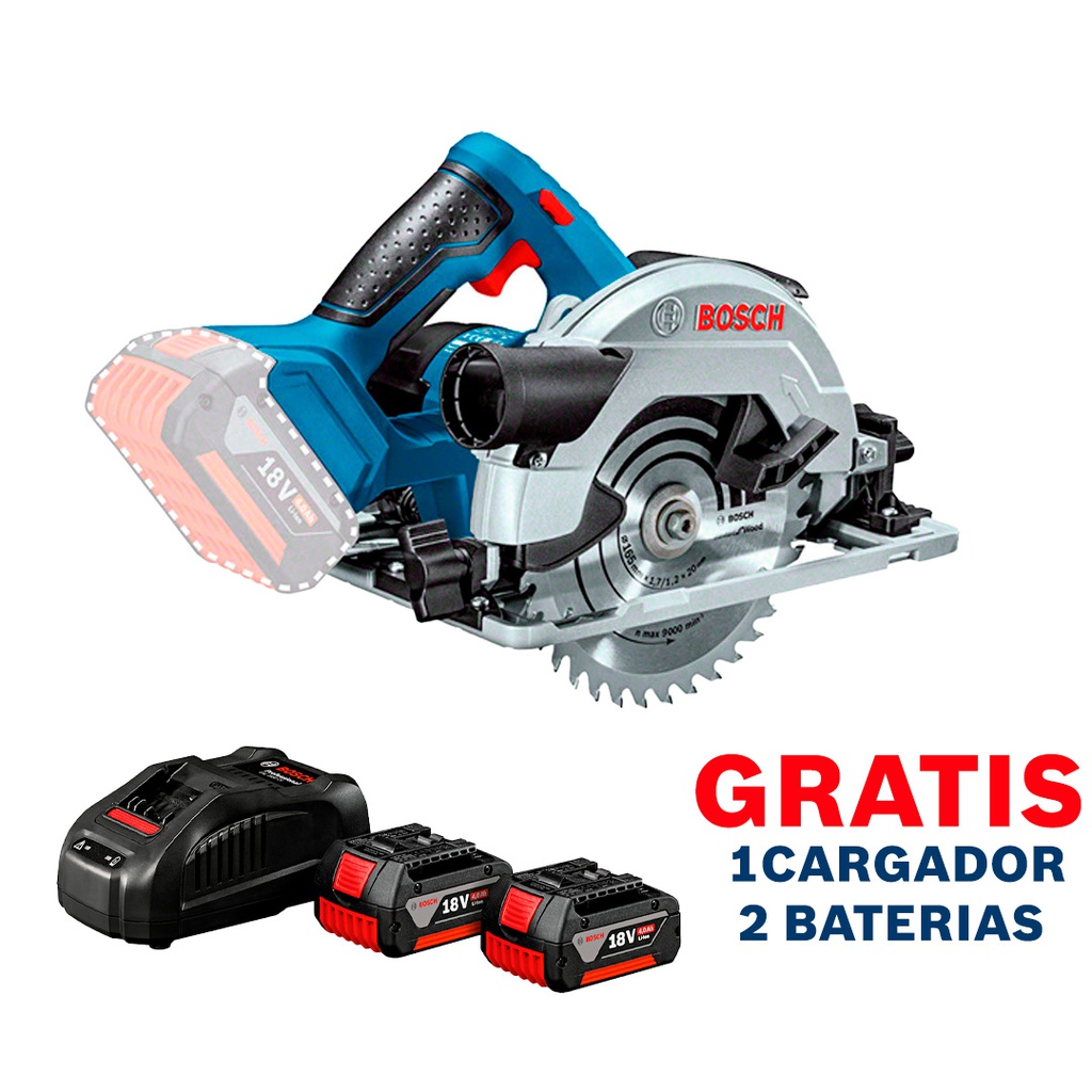 Sierra Circular 6 1/2" / 18V - GKS 18V-57 / BARETOOL / GRATIS 2-BATERIA + 1-CARGADOR / BOSCH-8-D-1-C