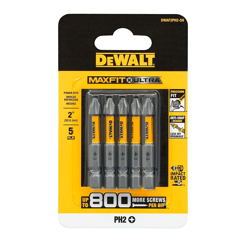 Punta No 2 Phillips de 2" DeWalt / KIT 5 PUNTAS / MAXFIT ULTRA / DEWALT-5-B-2-A-1
