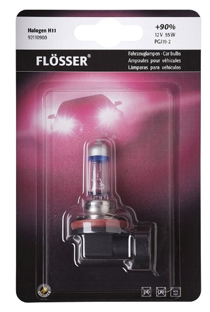 Bombilla FLOSSER / H11 / 12V / 55 W / ULTRA +90% BLISTER / BOSCH-10-C-1