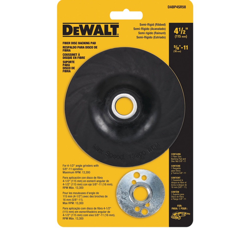 Plato de Hule 4 1/2&quot; / SEMI RIGIDO / DEWALT-TABLA-1