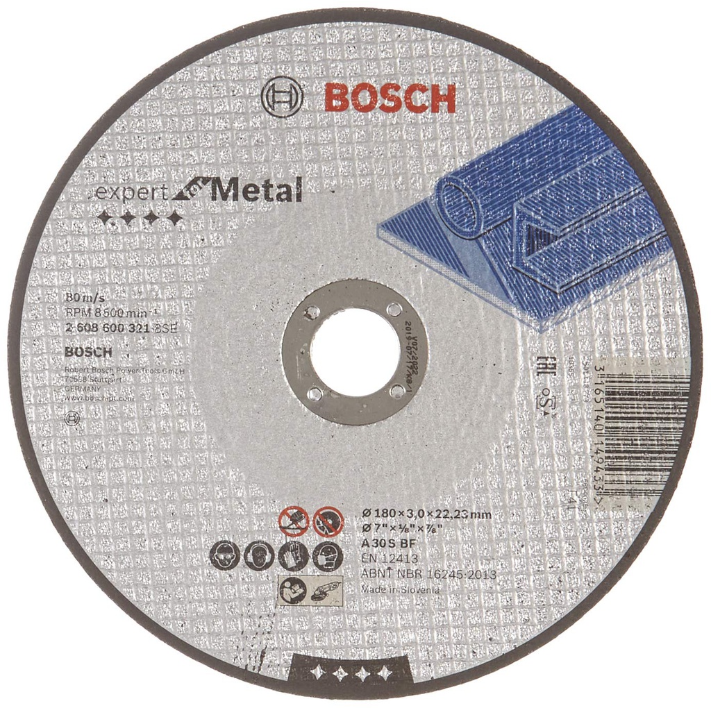 Disco abrasivo 7&quot; Corte metal / Plano / EXPERT / 7&quot; X 1/8&quot; X 7/8&quot; ( 180 X 3.0 X 22.23MM ) / BOSCH-