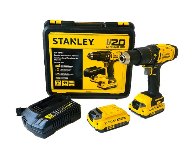 Taladro inalambrico 20 V STANLEY Lithium / FATMAX / Percucion SCD711C2K-B3 / DEWALT-6-A-2-B