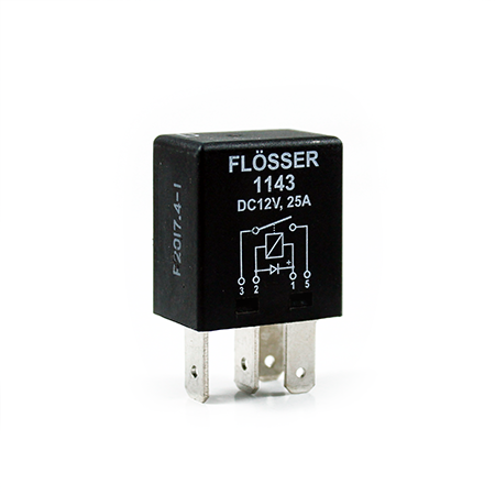 Relay Micro FLOSSER 12V / 25 Amp 4 Terminales / CON DIODO / BOSCH-