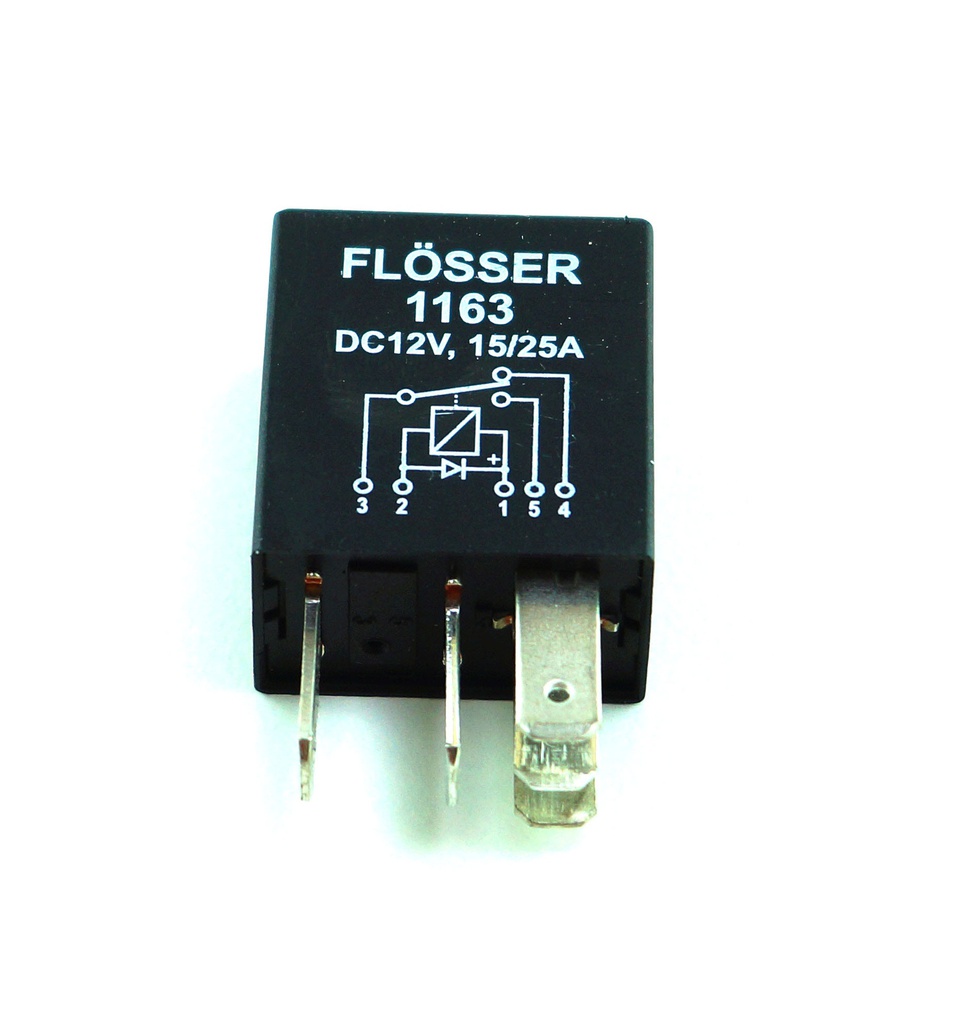 Relay Micro FLOSER 12V / 15-25 Amp 5 Terminales / CON DIODO / BOSCH-